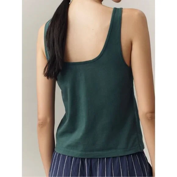 Pilcro Anthropologie Green Scoop-Neck Tank Top Size M - Picture 2 of 5
